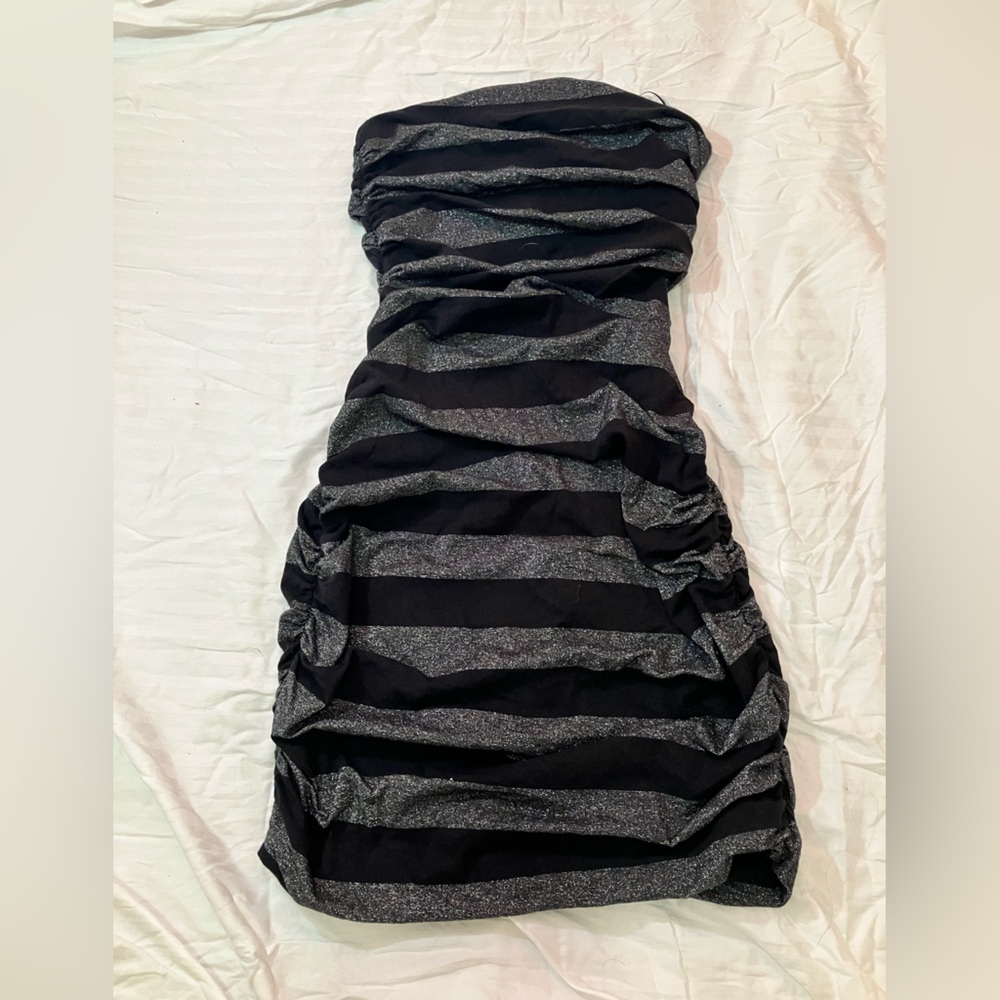 Black and Glittery Silver Tube Dress Express
